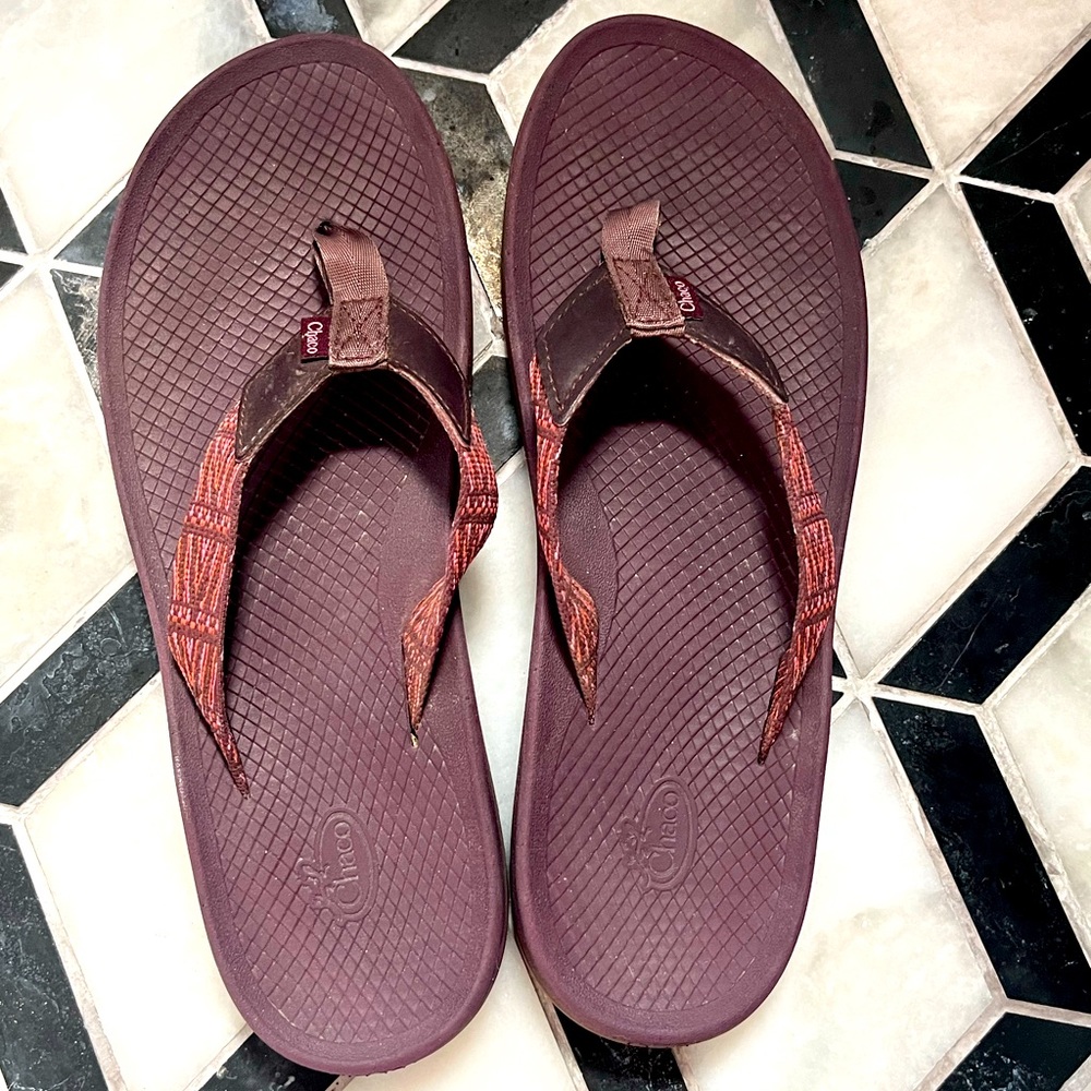 Purple Chaco flip flops